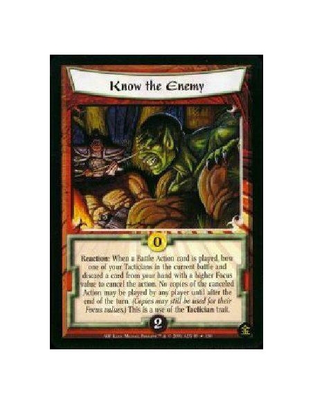 Know the Enemy FOIL  - Reaction: When a Battle Action card is played, bow one of your Tacticians in the current battle and disca