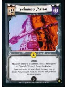 Yakamo's Armor FOIL  - Unique May only attach to a Samurai. This samurai gains +4 Yu while Yakamo's armor is attached.
