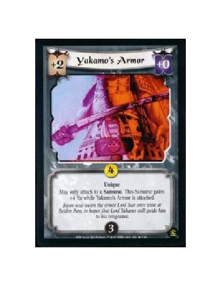 Yakamo's Armor FOIL  - Unique May only attach to a Samurai. This samurai gains +4 Yu while Yakamo's armor is attached.