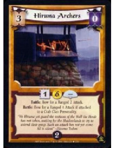 Hiruma Archers  - Battle: Bow Hiruma Archers for a Ranged 2 Attack. Battle: Bow Hiruma Archers for a Ranged 4 Attack if attached