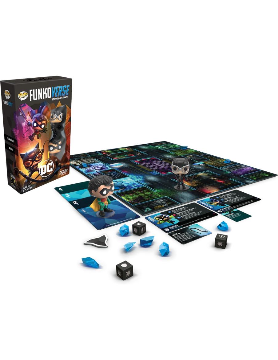 Juego de estrategia Pop Funkoverse Catwoman y Robin DC. Funkoverse