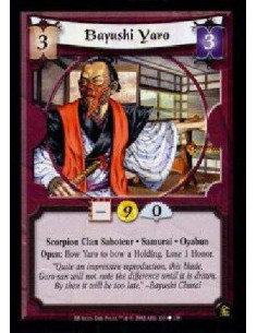 Bayushi Yaro  - Scorpion Clan Saboteur. Samurai. Oyabun Open: Bow Yaro to bow a Holding. Lose 1 Honor.