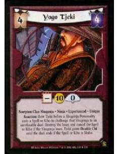 Yogo Tjeki Exp  - Scorpion Clan Shugenja. Ninja. Experienced. Unique Reaction: Bow Tjeki before a Shugenja Personality casts a S