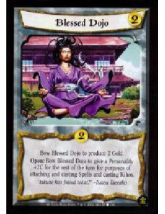Blessed Dojo  - Bow Blessed Dojo to produce 2 Gold. Open: Bow Blessed Dojo to give a Personality +2C for the rest of the turn fo