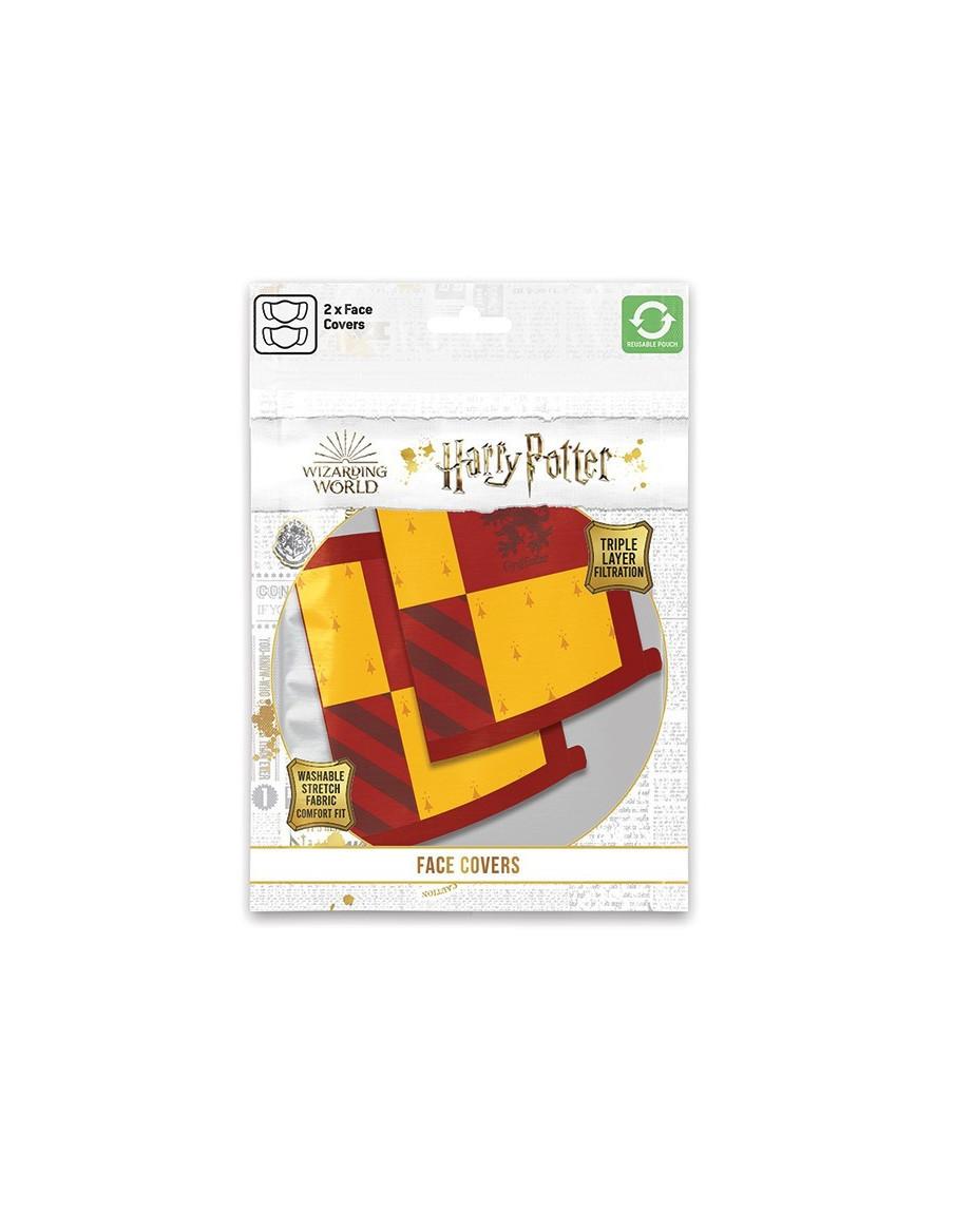 Pack 2 x Mascarilla reutilizable Gryffindor. Harry Potter  - Paquete con 2 mascarillas reutilizables para Adultos