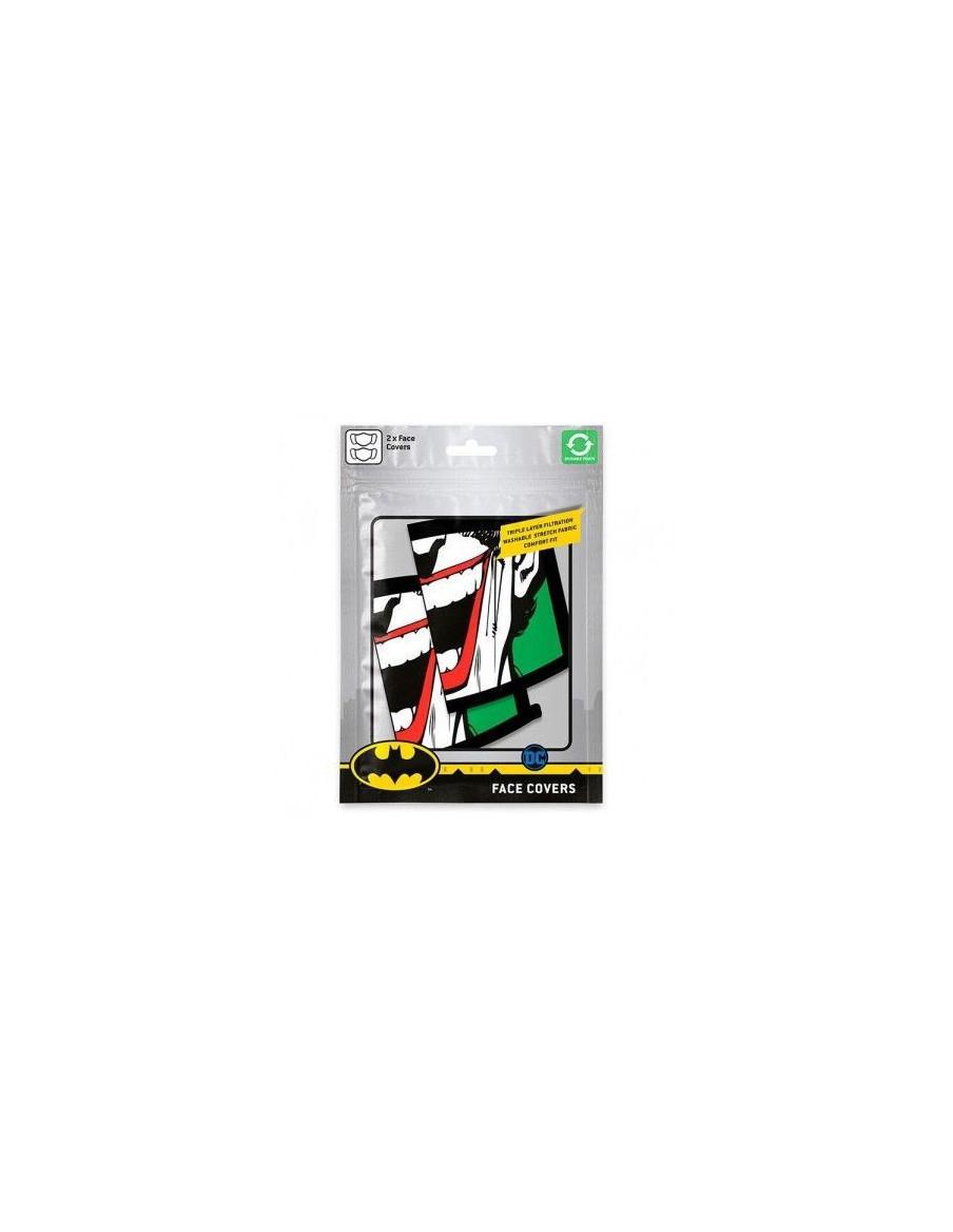 Pack 2 x Mascarilla reutilizable Joker. Batman  - Contiene 2 mascarillas reutilizables con la sonrisa del Joker para Adultos