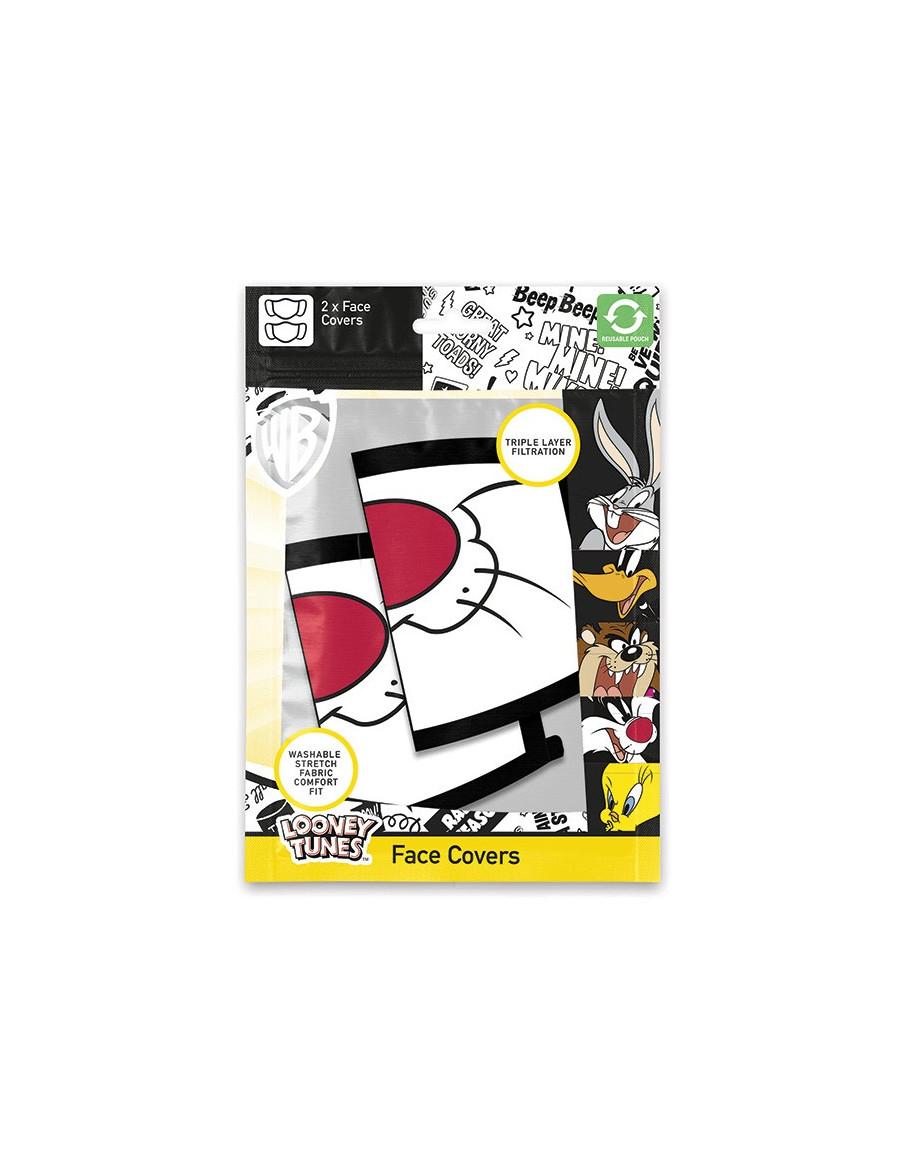 Pack 2 x Mascarilla reutilizable Silvestre. Looney Tunes  - Contiene 2 mascarillas reutilizables para adulto