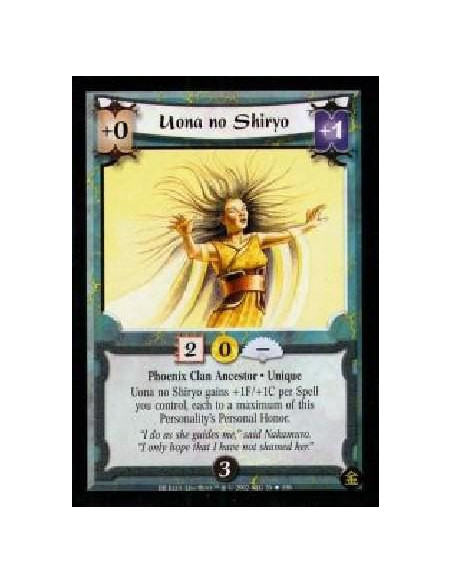 Uona no Shiryo FOIL  - Phoenix Clan Ancestor. Unique Uona no Shiryo gains +1F/+1C per Spell you control, each to a maximum of th