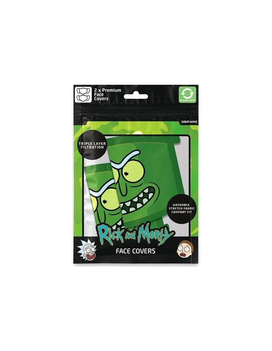Pack 2 x Mascarilla reutilizable Pepinillo Rick. Rick y Morty  - Contiene 2 mascarillas reutilizables para Adulto