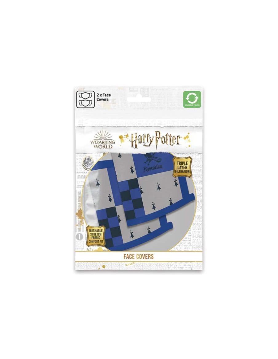 Pack 2 x Mascarilla reutilizable Ravenclaw. Harry Potter  - Paquete con 2 mascarillas reutilizables para Adultos