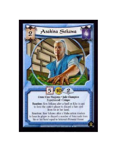 Asahina Sekawa Exp FOIL  - Crane Clan Shugenja. Jade Champion Experienced. Unique Reaction: Bow Sekawa after a Spell or Kiho is 