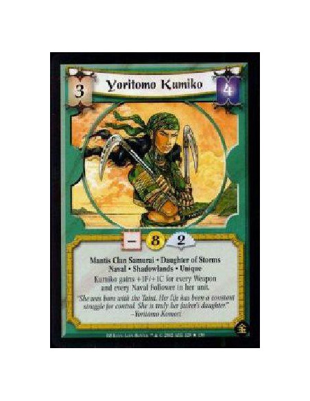 Yoritomo Kumiko FOIL  - Mantis Clan Samurai. Daughter of Storms. Naval. Shadowlands. Unique Kumiko gains +1F/+1C for every Weapo