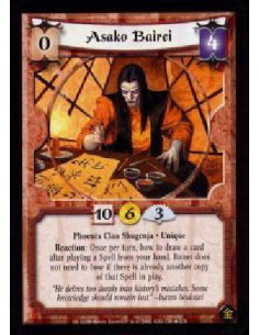 Asako Bairei FOIL  - Phoenix Clan Shugenja. Unique Reaction: Once per turn, bow to draw a card after playing a Spell from your h