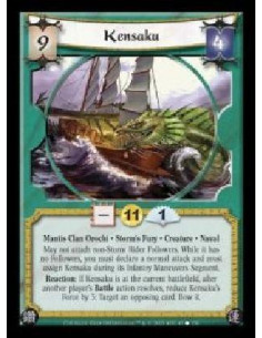 Kensaku  - Mantis Clan Orochi · Storm's Fury · Creature · Naval. May not attach non-Storm Rider Followers. While it has no Follo