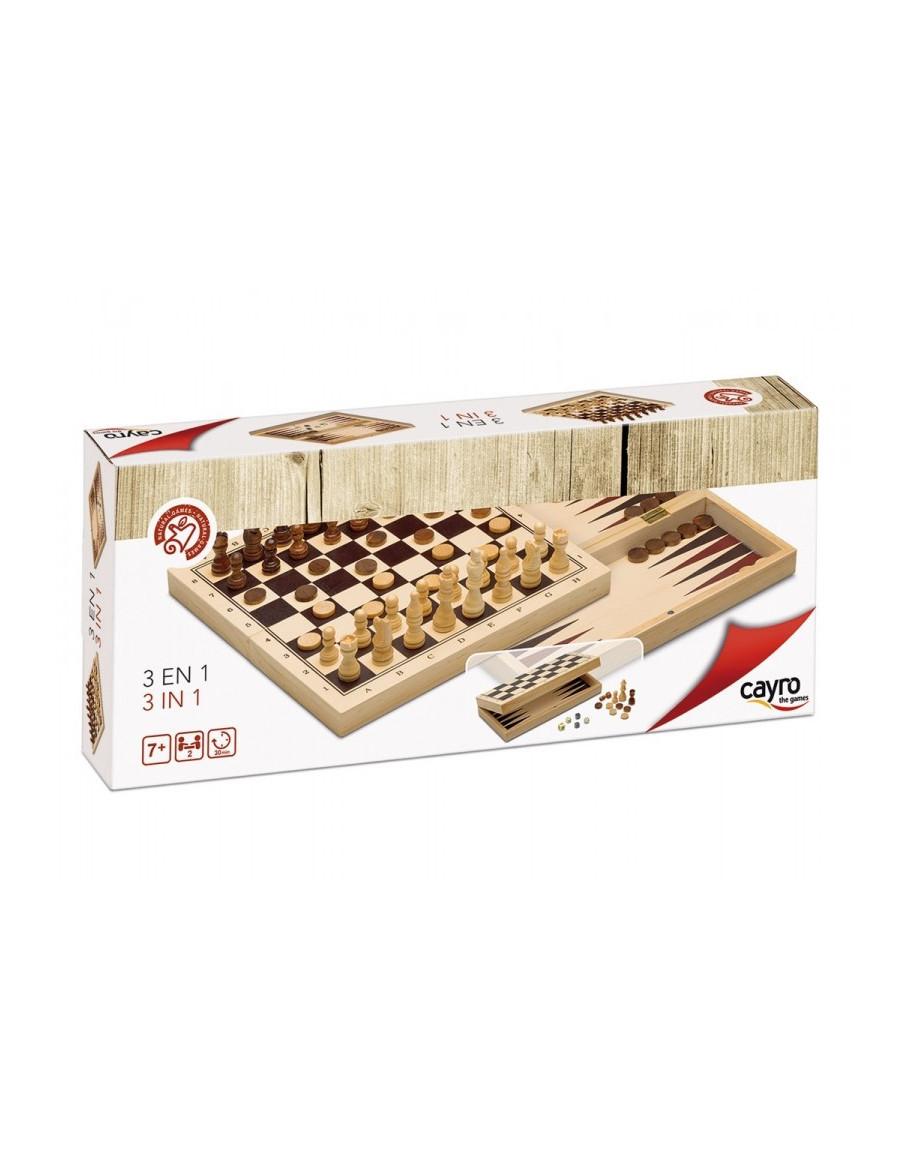 3 en 1 Ajedrez + Damas + Backgammon  - 