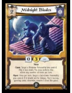 Midnight Blades  - Ninja. Open: Target a Ninjitsu Personality you control. Flip it face-down. You may perform this action any nu