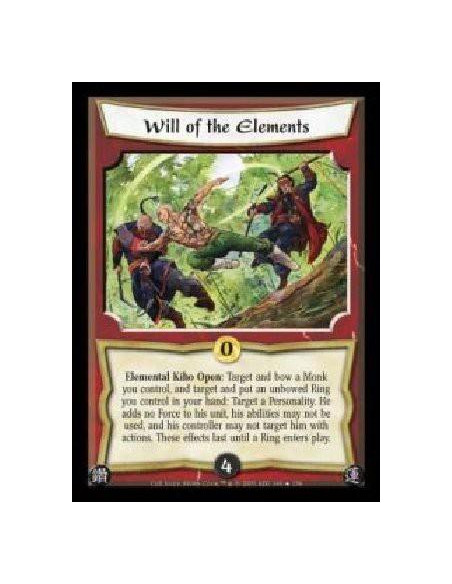Will of the Elements  - Elemental Kiho Open: Target and bow a Monk you control, and target and put an unbowed Ring you control i