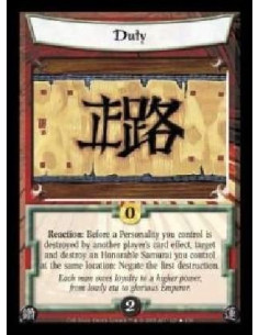 Duty FOIL  - Reaction: Before a Personality you control is destroyed by another player's card effect, target and destroy an Hono