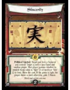 Sincerity FOIL  - Political Limited: Target and bow a Samurai you control: Target a card in your hand and another player. That p