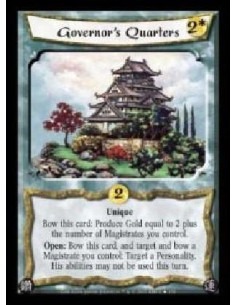 Governor's Quarters FOIL  - Unique. Bow this card: Produce Gold equal to 2 plus the number of Magistrates you control. Open: Bow