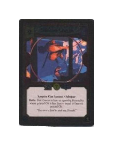 Shosuro Omezo FOIL  - Scorpion Clan Samurai. Saboteur Battle: Bow Omezo to bo an opposing Personality whose printed Chi is less 