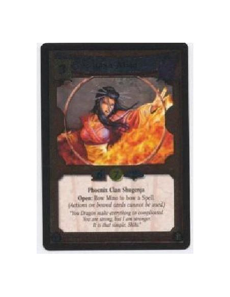 Isawa Mino  - Phoenix Clan Shugenja Open: Bow Mino to bow a Spell. (Actions on bowed cards cannot be used.)