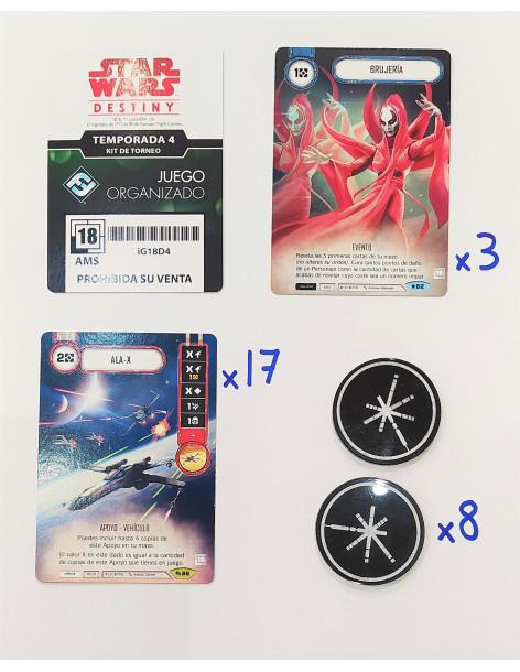 Star Wars Destiny Kit de Torneo - Temporada 4 (Español)  - Kit de Torneo de la Temporada 4
Contenido:
17 Cartas básicas: "Ala X"