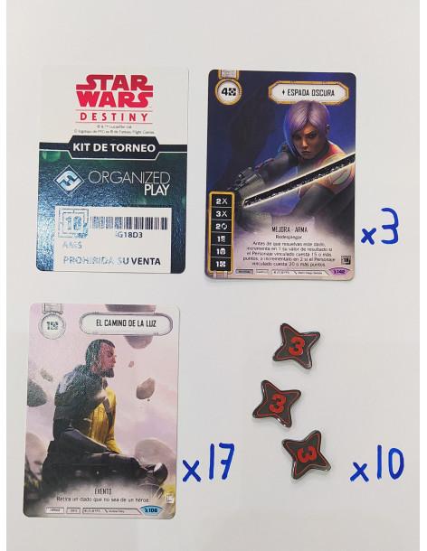 Star Wars Destiny Kit de Torneo - iG18D3 (Español)  - Kit de Torneo
Contenido:
17 Cartas básicas: "El Camino de la Luz"
3 cartas