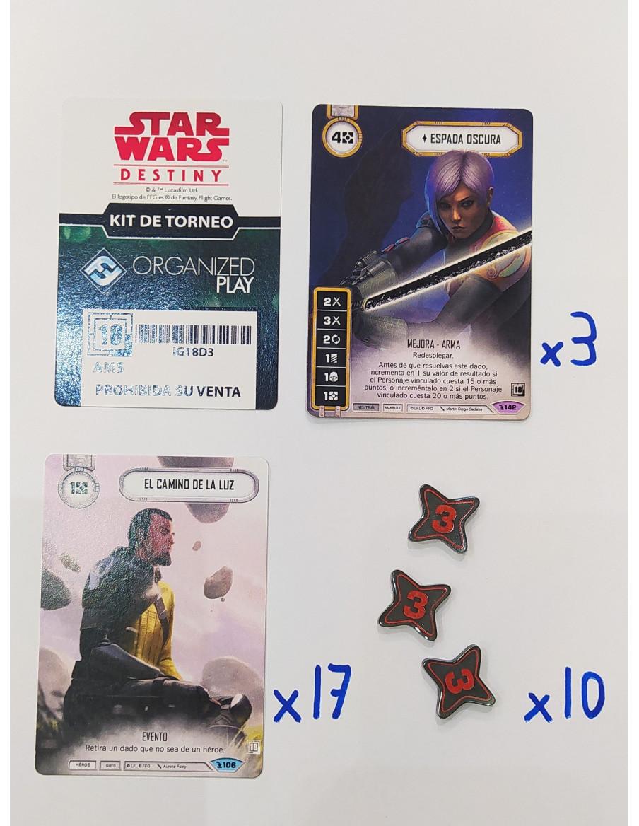 Star Wars Destiny Kit de Torneo - iG18D3 (Español)  - Kit de Torneo
Contenido:
17 Cartas básicas: "El Camino de la Luz"
3 cartas