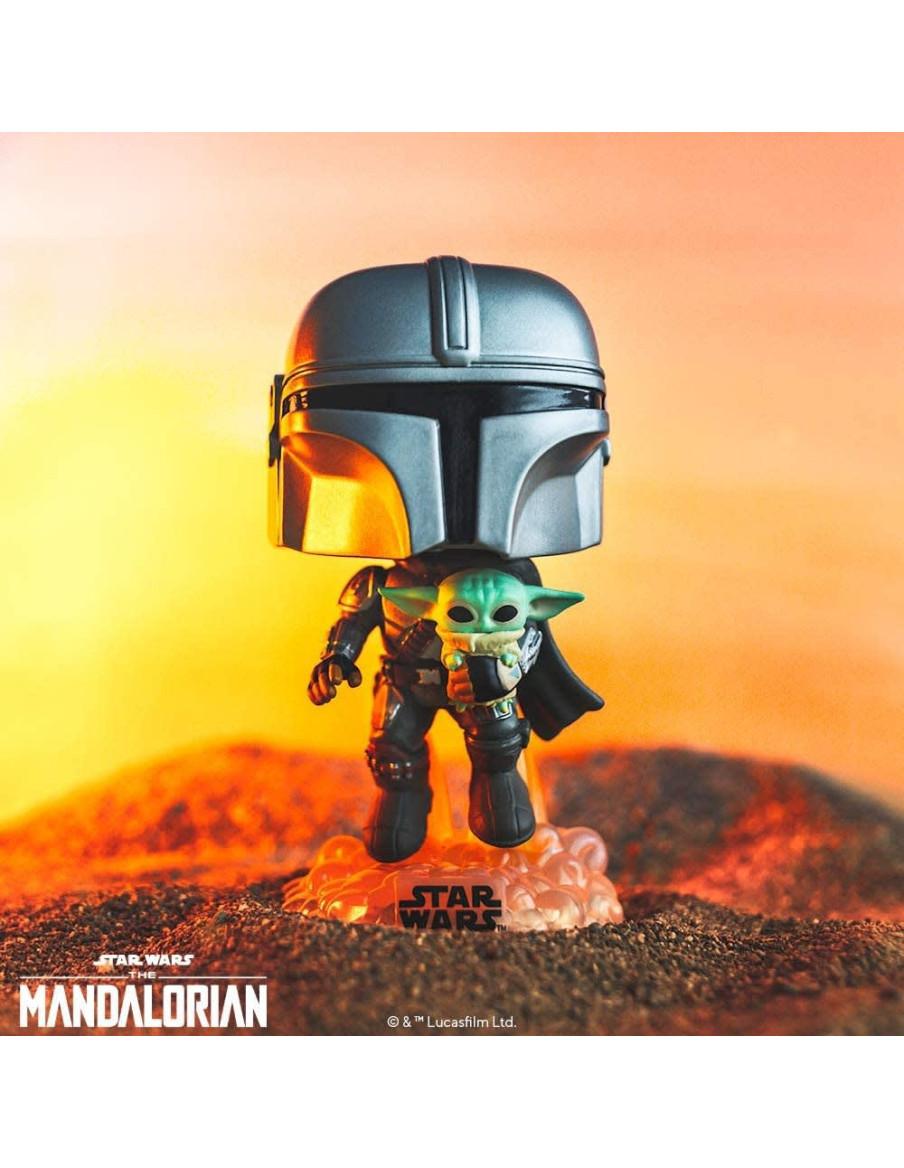 Funko Pop. The Mandalorian Volando Jet Pack y Baby Yoda. Mandalorian.  - 