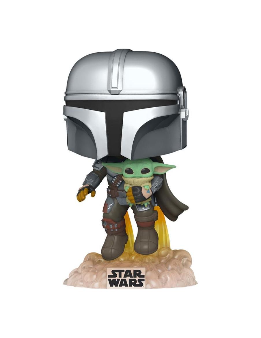 Funko Pop. The Mandalorian Volando Jet Pack y Baby Yoda. Mandalorian.  - 