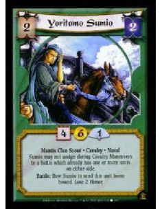 Yoritomo Sumio  - Mantis Clan Scout * Cavalry * Naval Sumio may not assisn during Cavalry Maneuvers to a battle which already ha