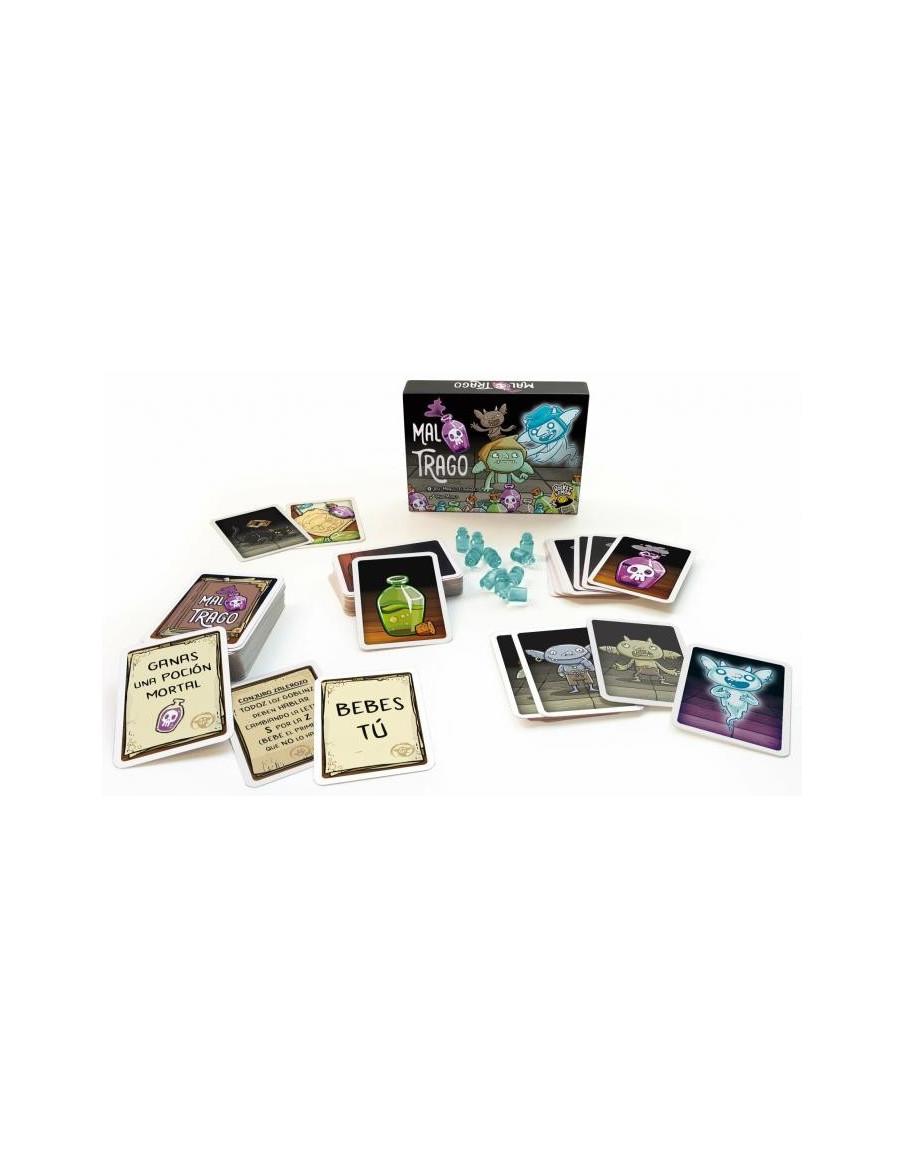 Mal Trago. Juego de Mesa  - Mal Trago es un juego de cartas muy divertido para jugar en familia o con amigos.

Un juego con poci