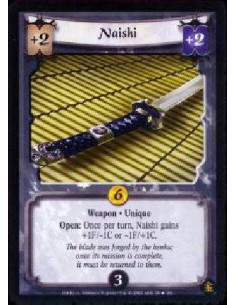 Naishi FOIL  - Weapon * Unique Open: Once per turn, Naishi gains +1F/-1C or -1F/+1C. The blade was forged by the kenku; once its