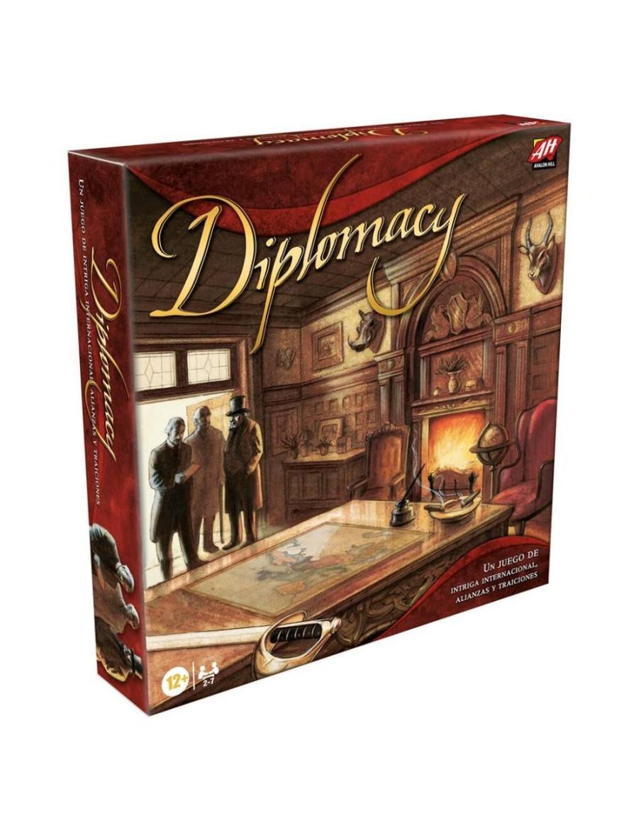 Diplomacy  - CONTENIDO
1 tablero • 5 peones de Viajero • 5 indicadores de Puntuación • 5 fichas de Jugador • 50 Monedas • 10 pie