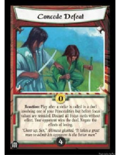 Concede Defeat  - Reaction: Play after a strike is called in a duel involving one of your Personalities but before focus values 