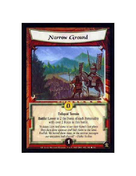 Narrow Ground  - Delayed Terrain Battle: Lower to 2 the Force of each Personality with over 2 Force in this battle. 