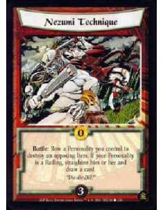 Nezumi Technique (Español)  - Battle: Bow one of your Personalities in the current battle to destroy an opposing Item. If your P