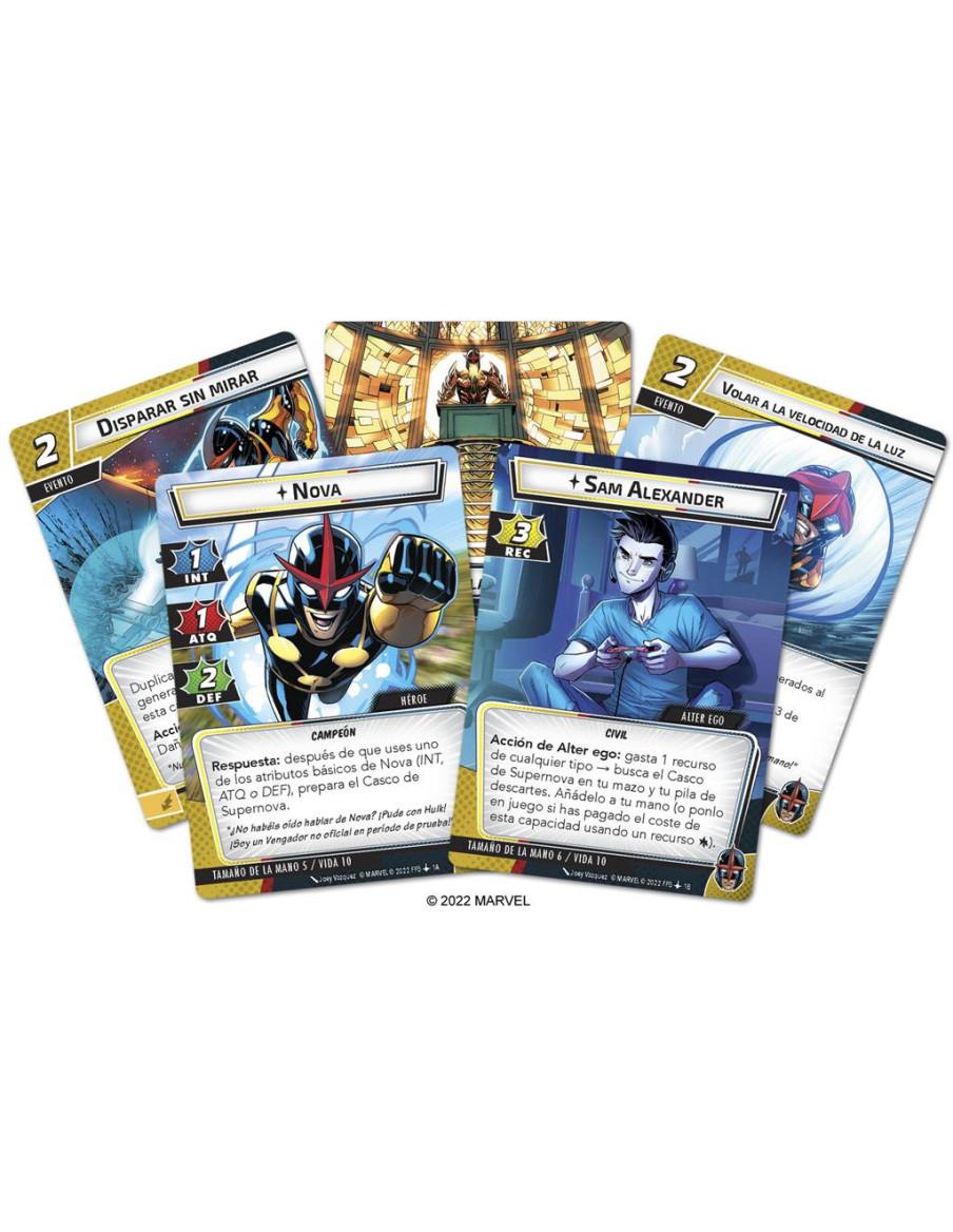 Marvel Champions. Pack de Heroe. Nova (Español)  - Este pack de Héroe de 60 cartas contiene un mazo pre-generado completo para N