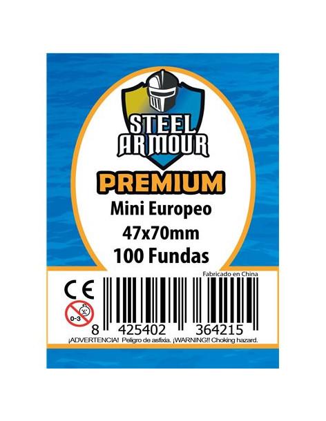 Steel Armour Mini Euro (45x68) Premium Sleeves (100)  - Inner side 45x68
Outer side 47x70
