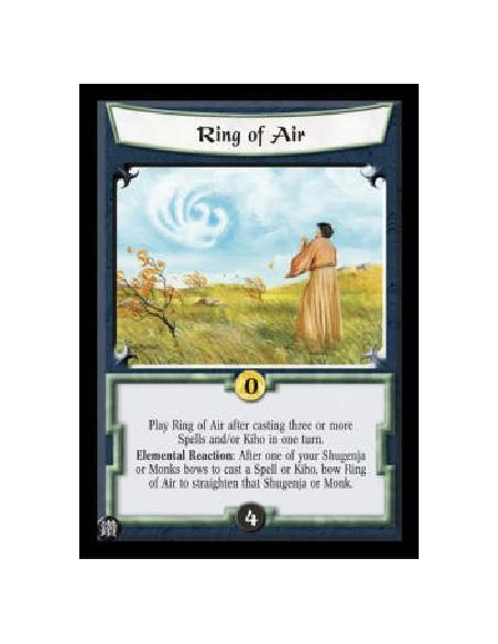 Ring of Air  - Play Ring of Air after casting three or more Spells and/or Kiho in one turn. Elemental Reaction: After one of you