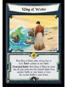 Ring of Water  - Play Ring of Water after taking four or more Battle actions in one battle. Elemental Battle: Bow Ring of Water 