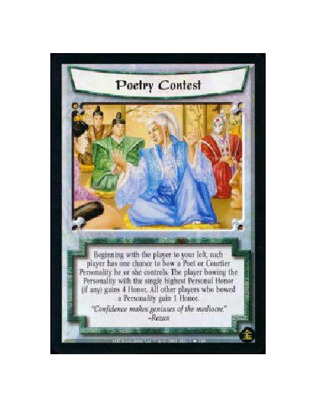 Poetry Contest (Español)  - Beginning with the player to your left and proceeding in turn order, each player has one chance to b