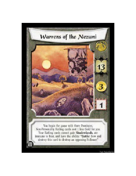 Warrens of the Nezumi (Español)  - You begin the game with three Provinces. Non-Personality Ratling cards cost 1 less Gold for y