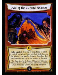 Aid of the Grand Master  - Kiho Limited: Bow one of your Monks to search your Fate deck for a card. Remove the card, shuffle the