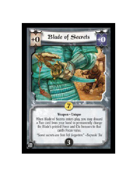 Blade of Secrets FOIL  - Weapon * Unique When Blade of Secrets enters play, you may discard a Fate card from your hand to perman