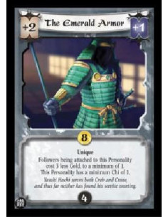 The Emerald Armor FOIL  - Unique Followers being attached to this Personality cost 3 less Gold, to a minimum of 1. This Personal