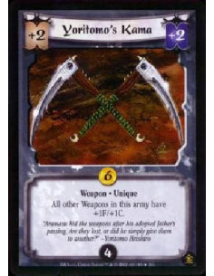 Yoritomo's Kama FOIL  - Weapon * Unique Other Weapons in this army gain a +1F/+1C bonus. 