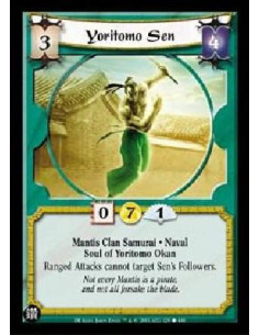 Yoritomo Sen  - Mantis Clan Samurai * Naval Soul of Yoritomo Okan Ranged Attacks cannot target Sen's Followers. 