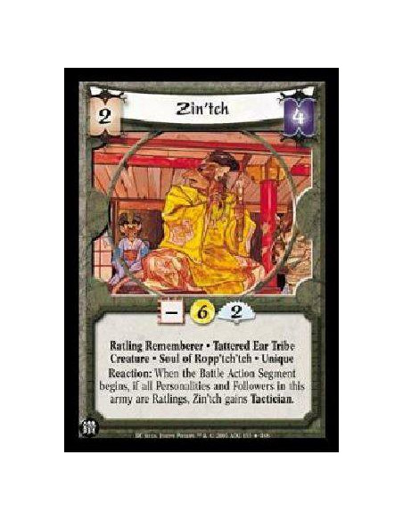 Zin'tch FOIL (Spanish)  - Ratling Rememberer * Tattered Ear Tribe Creature * Soul of Ropp'tch'tch * Unique Reaction: When the Ba
